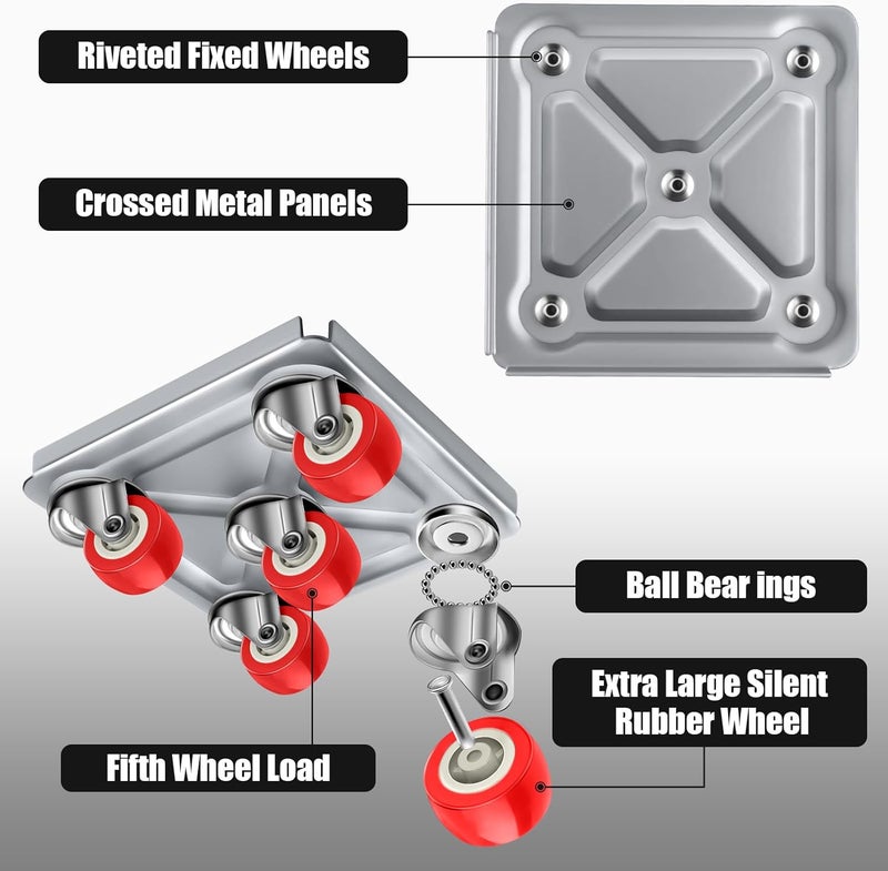 BTECH Furniture Dolly Furniture Sliders Furniture Movers with 5 Wheels Appliance Rollers Furniture Moving Wheels Furniture Movers Lifter Rollers for Heavy Duty Tool Furniture 1200lbs Load Capacity - Image 4
